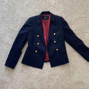 J Crew Navy Blue Blazer with Gold Buttons on front and wrists - Size 2